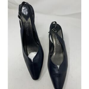 Joel Parker Florence Italy Black Leather Sling back Heels 3" Square Toe 9.5